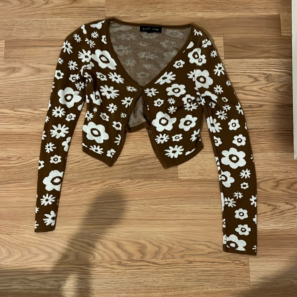 Brown Cropped Cardigan
